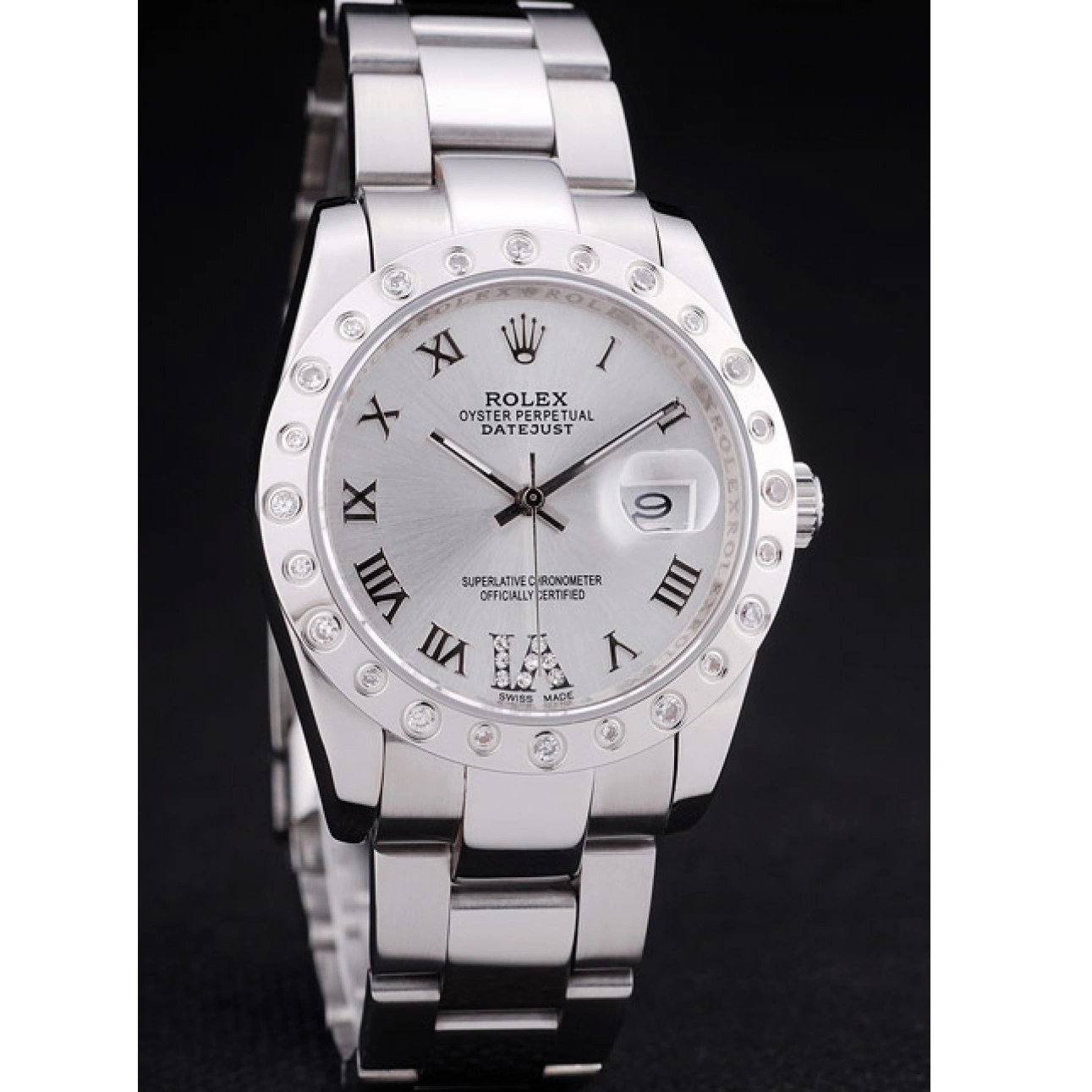 Rolex copies cheap Silver 7468 Dial Rolex Datejust Bezel Diamond 0625
